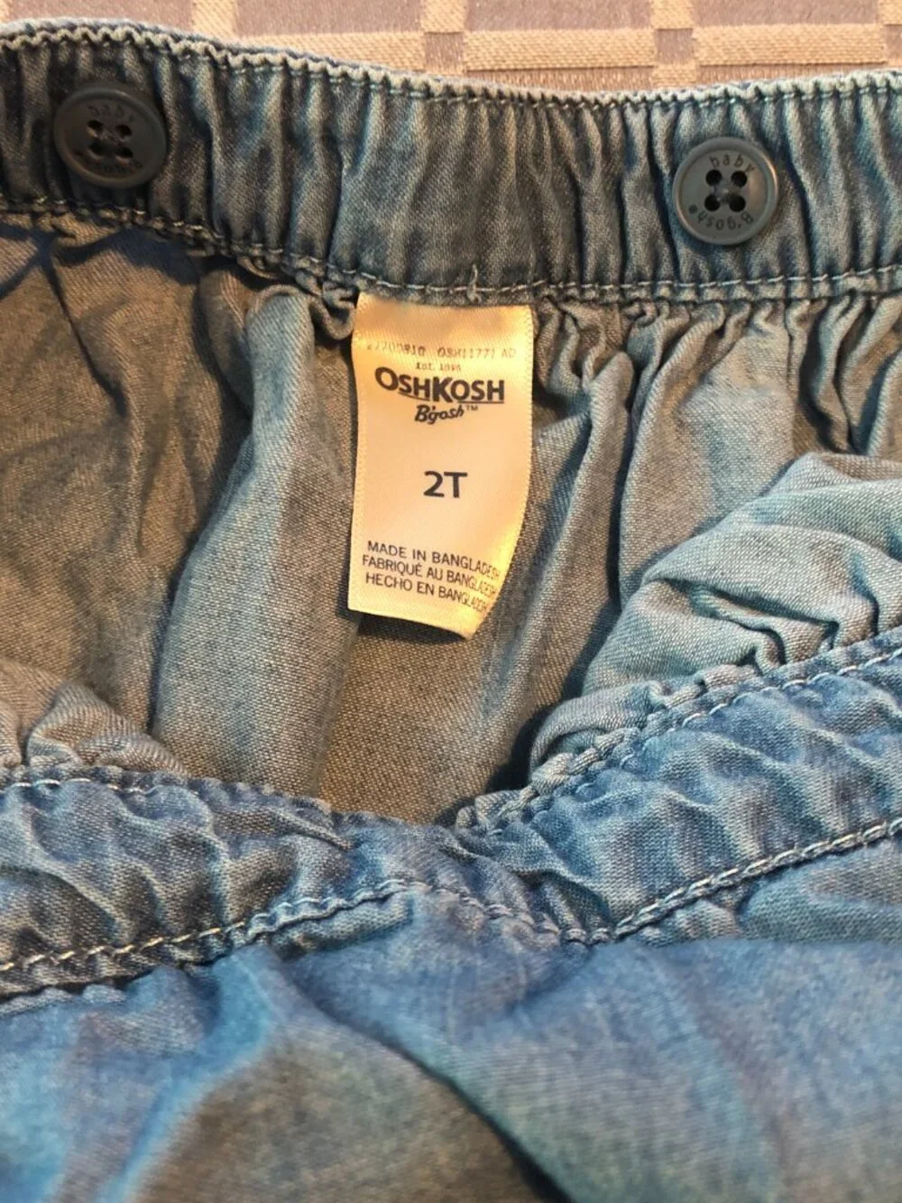 OshKosh B'gosh Girls 2T Chambray Romper Dress Denim Halter Tie Neckline